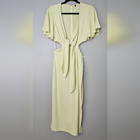 Lulus Women's Summer Journey Light Green Tie-Front Cutout Midi Dress, NWOT, MED - Picture 12 of 13
